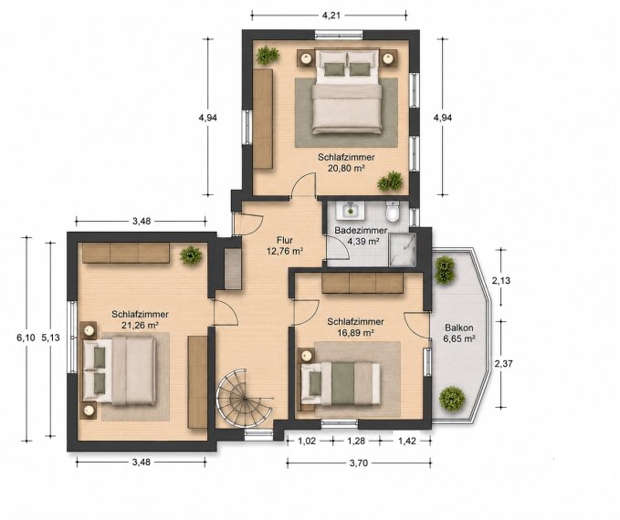 Grundriss Wohnung oben